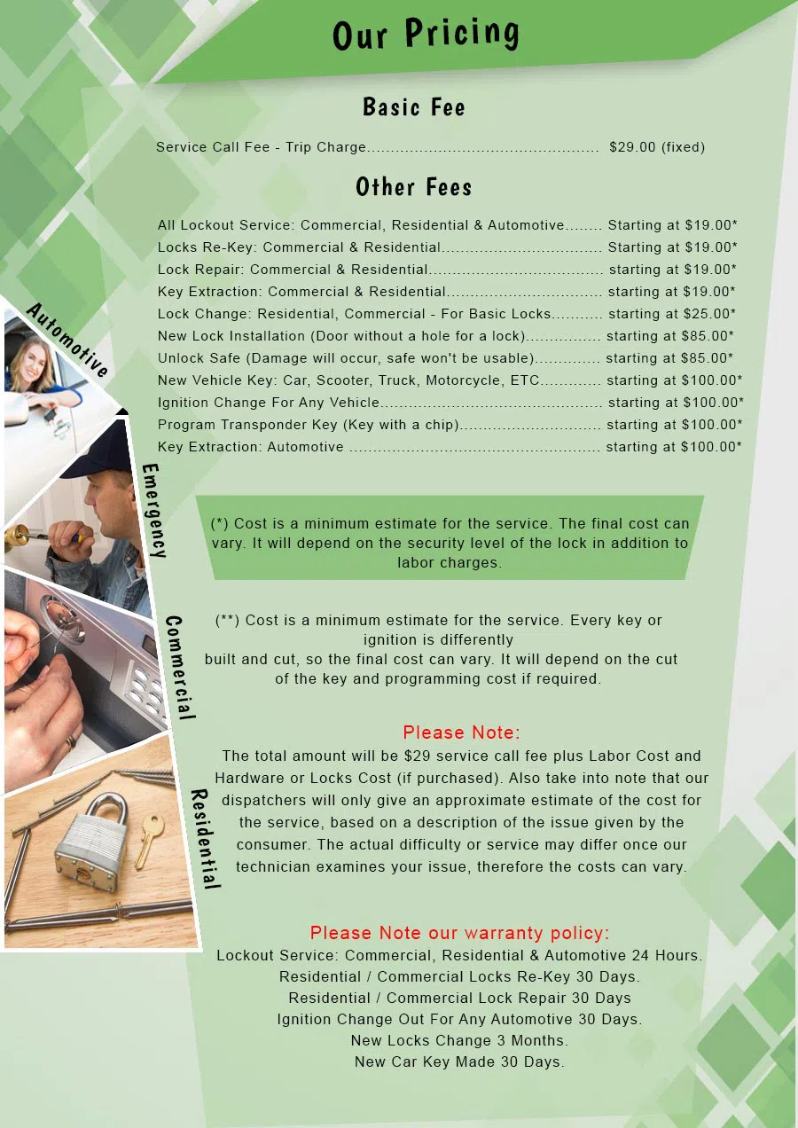 Artesia Locksmiths Artesia, CA 562-343-9831 - Pricelist-2
