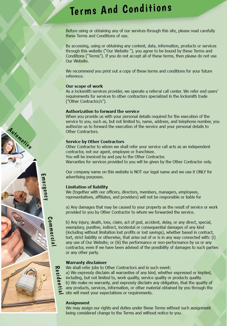 Artesia Locksmiths Artesia, CA 562-343-9831 - TermsAndConditions-2